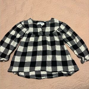 Old Navy Black & White Buffalo Plaid Long-Sleeve Toddler Top